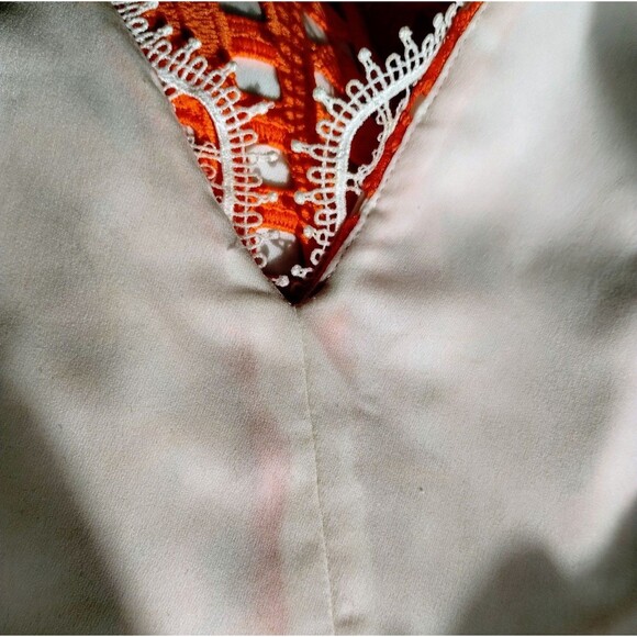 Dramatic Peplum Regency Style Size M Tangerine Embroidery Castle Milkmaid Eyelet - Picture 6 of 12